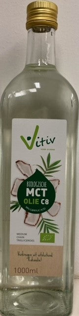 Vitiv MCT olie C8 coconut pure 99% caprylic acid 1 Liter