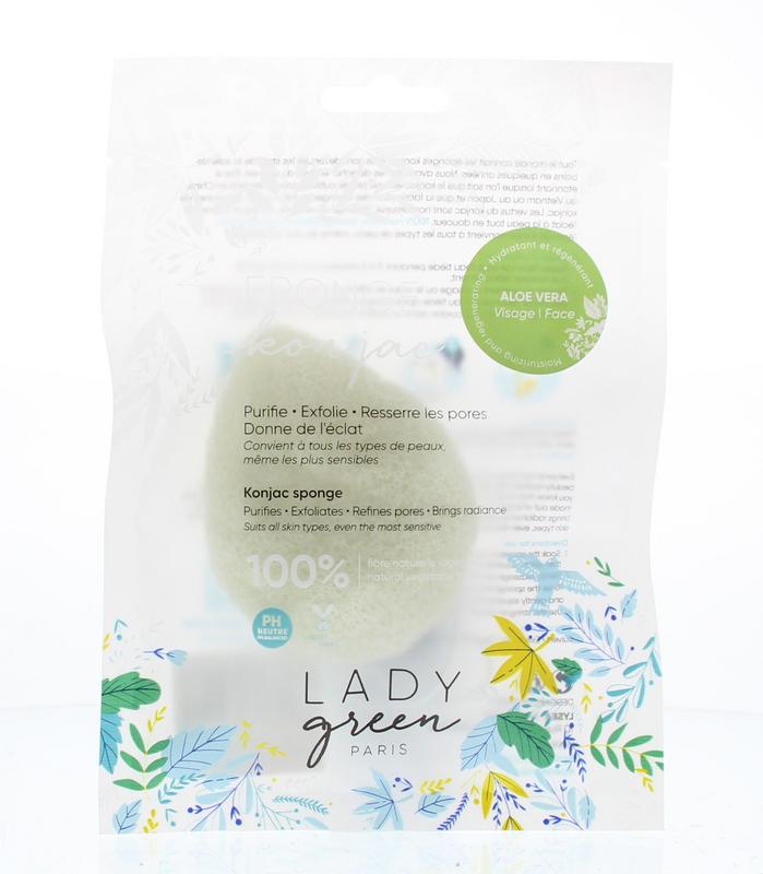 Lady Green Konjac gezichtsspons aloe vera 1 Stuks
