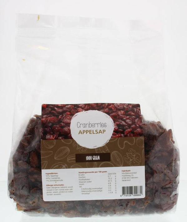 MijnNatuurwinkel Cranberries gezoet met appeldiksap 1.00 Kilogram