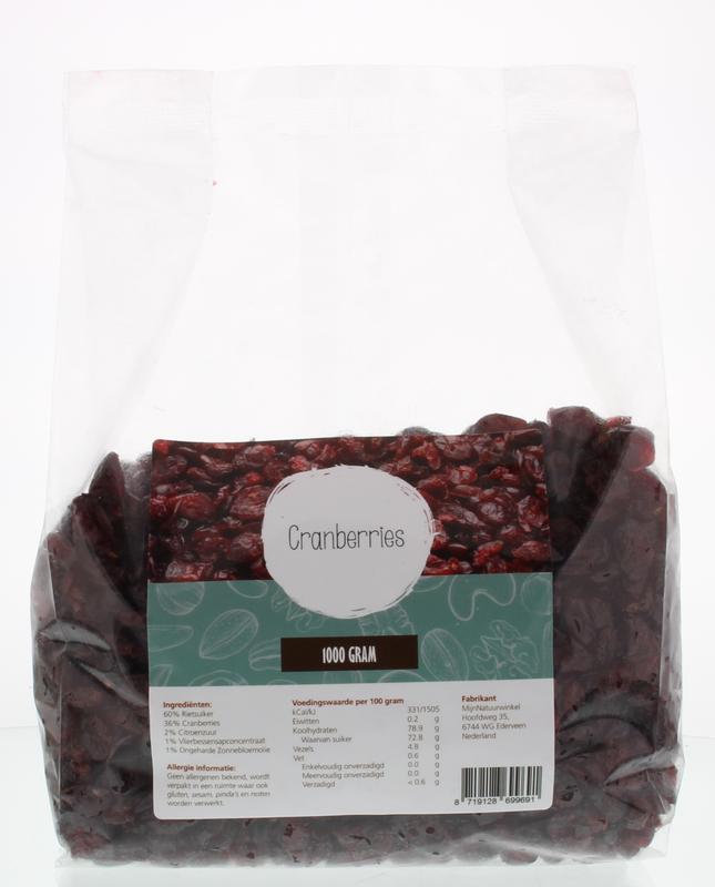 MijnNatuurwinkel Cranberries rietsuiker 1 Kilogram