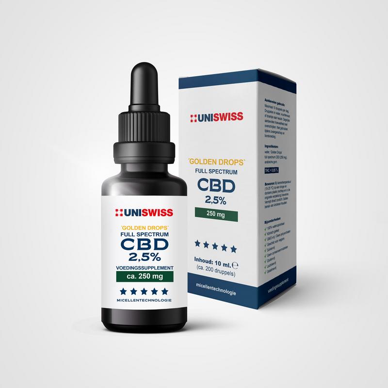 Uniswiss CBD full spectrum 2,5% golden drops 10.00 Milliliter