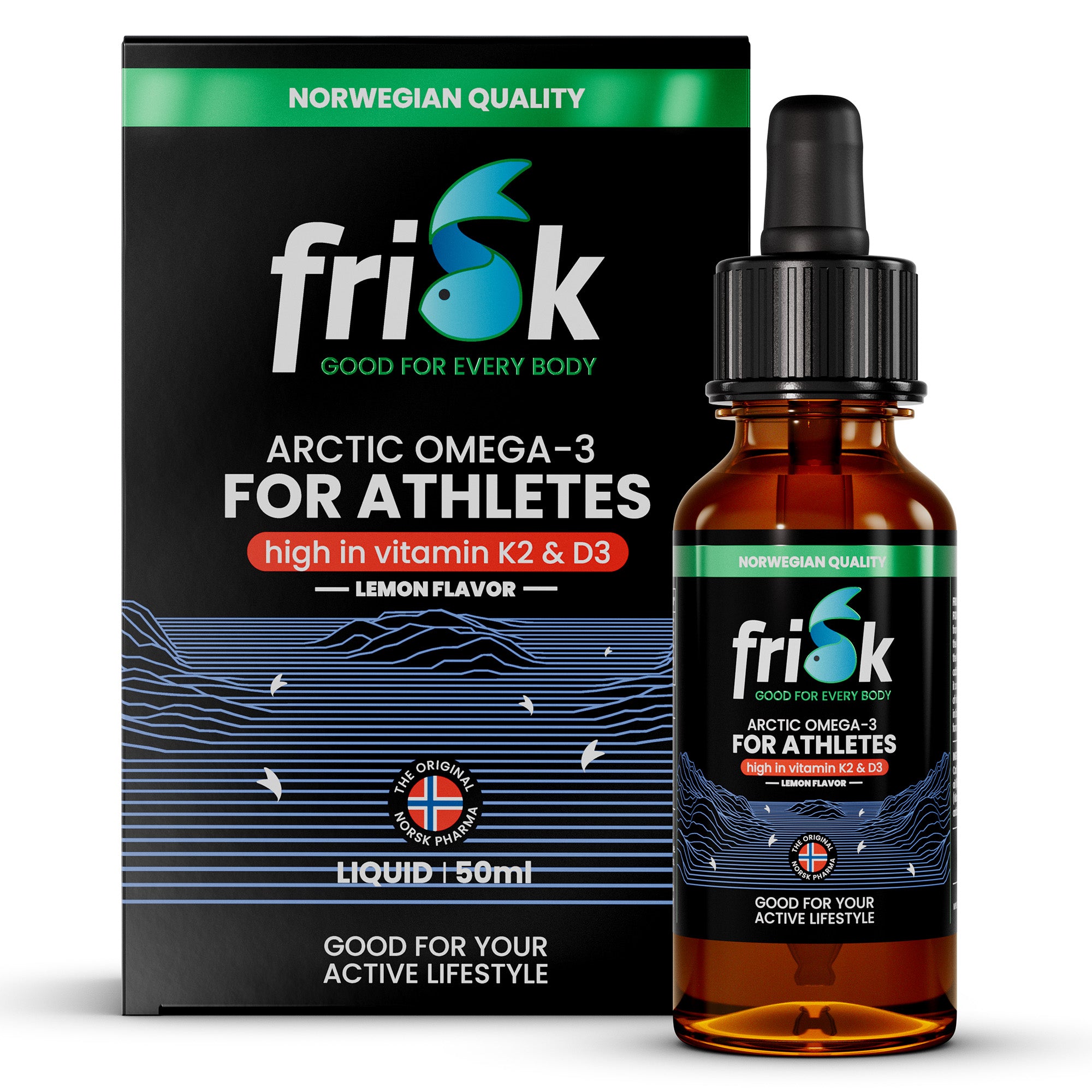 Frisk Omega 3 sporters – visolie met K2 & D3 50.00 Milliliter