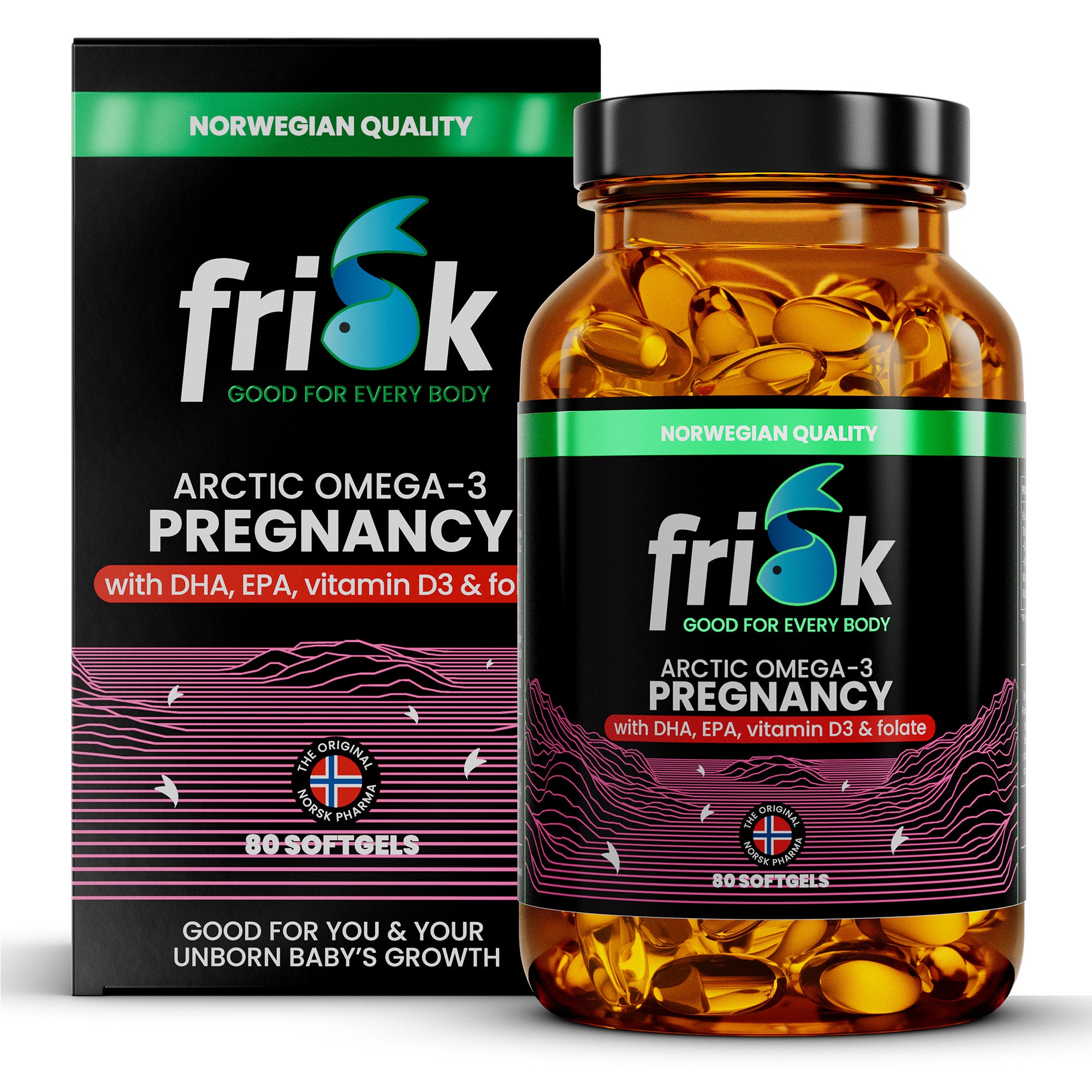 Frisk Omega 3 zwangerschap – DHA & folaat 80.00 Softgels
